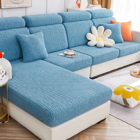 Magic Sofa Covers Soothing Home Sofa Cushion Covers Sofa Hero Covers for Couch Magic Couch Covers Stretch Slipcovers for Couches and Sofas (Wheat-Blue,Large Single Seat Cover) in Saudi Arabia