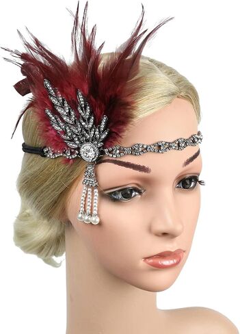 StarDY المرأة خمر الزعنفة عقال ديزي بوكانان زي غاتسبي العظيم ورقة تيارا خوذة 1920's يتوهم الشعر التبعي in Kuwait