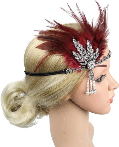 StarDY المرأة خمر الزعنفة عقال ديزي بوكانان زي غاتسبي العظيم ورقة تيارا خوذة 1920's يتوهم الشعر التبعي in Kuwait