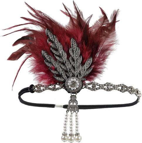 StarDY المرأة خمر الزعنفة عقال ديزي بوكانان زي غاتسبي العظيم ورقة تيارا خوذة 1920's يتوهم الشعر التبعي in Kuwait