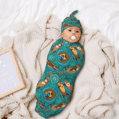 Aztec Navajo Newborn Native American Newborn Swaddle Blankets Baby Stuff Soft Swaddle Sack Swaddling Blanket with Beanie Sets Gifts for Infant Boys Girls in Kuwait