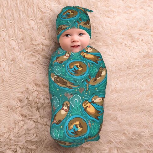 Aztec Navajo Newborn Native American Newborn Swaddle Blankets Baby Stuff Soft Swaddle Sack Swaddling Blanket with Beanie Sets Gifts for Infant Boys Girls in Kuwait
