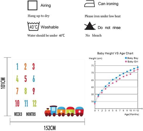 Baby Monthly Milestone Blanket, Large 48x40in Soft flannel, Colorful Numbers Train Backgrounds, Baby Shower Age Growth Tracker, 2 Bonus Marker Included DSFS126 in Saudi Arabia