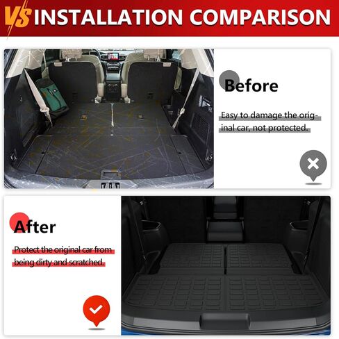 Xipoo Cargo Liner متوافق مع 2020-2023 Ford Explorer بساط صندوق السيارة الخلفي مع حصيرة مسند الظهر وغطاء المقعد الخلفي لملحقات Ford Explorer 2020-2023 (حصيرة صندوق السيارة الخلفي مع بساط مسند الظهر) in Kuwait