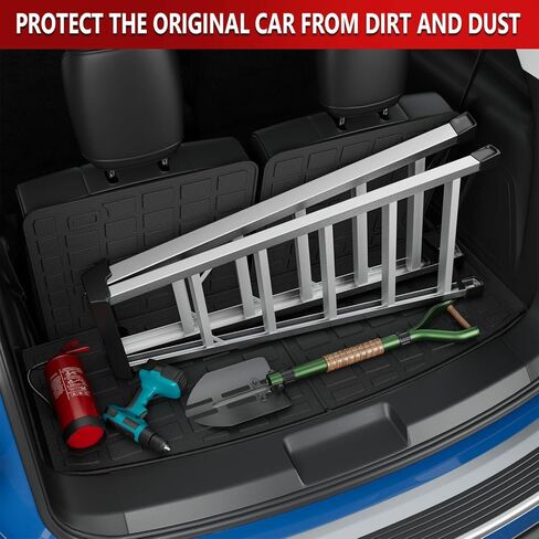 Xipoo Cargo Liner متوافق مع 2020-2023 Ford Explorer بساط صندوق السيارة الخلفي مع حصيرة مسند الظهر وغطاء المقعد الخلفي لملحقات Ford Explorer 2020-2023 (حصيرة صندوق السيارة الخلفي مع بساط مسند الظهر) in Kuwait