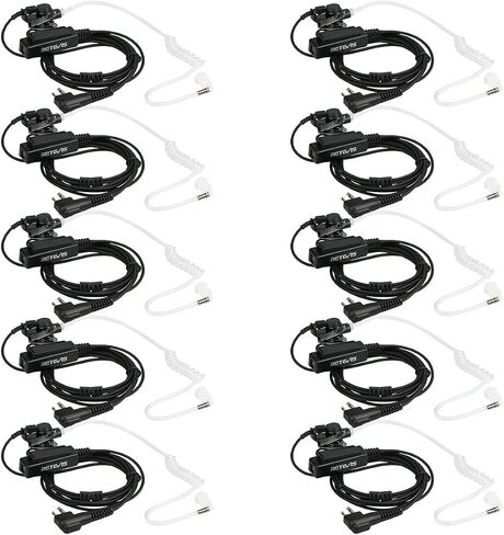 Retevis Acoustic Tube Earpiece for Motorola Walkie Talkies, Compatible with Motorola CP185 CP200 CP200d GP300 GP2000 MAG ONE A10 Walkie Talkies, Two Way Radio Headset with Big PTT Button(10 Pack) in Saudi Arabia