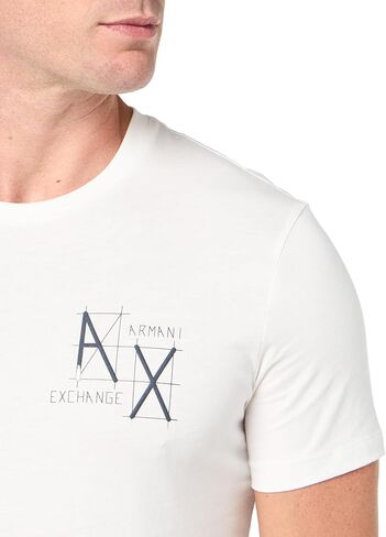 تي شيرت A｜X ARMANI EXCHANGE للرجال ذو قصة ضيقة من القطن بشعار على الصدر وخطوط الفأس in Kuwait