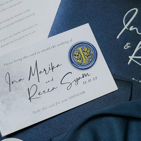 25Pcs Gold & White Wax Seal Stickers Handmade Envelope Seals Self Adhesive Letter Wax Stickers for Wedding Party Invitations, Envelope, Gift Wrap, Christmas(Gold Initial P, White Wax) in Saudi Arabia