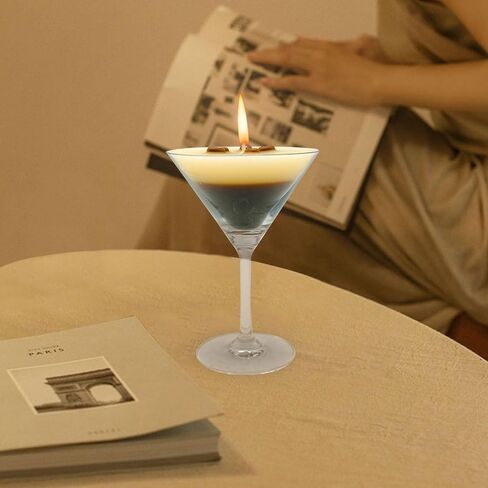 شمعة إسبريسو مارتيني، شمعة معطرة بالقهوة القوية، مصنوعة من شمع الصويا الطبيعي، هدايا الذكرى السنوية لعيد الميلاد وعيد الحب وعيد الميلاد لأصدقاء العائلة أو ديكور البار، 7 أونصة/200 مل in Kuwait