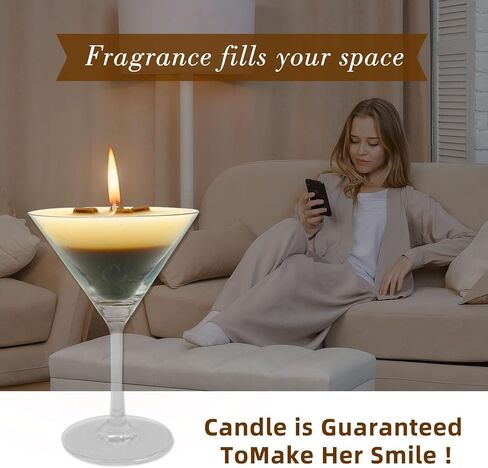 شمعة إسبريسو مارتيني، شمعة معطرة بالقهوة القوية، مصنوعة من شمع الصويا الطبيعي، هدايا الذكرى السنوية لعيد الميلاد وعيد الحب وعيد الميلاد لأصدقاء العائلة أو ديكور البار، 7 أونصة/200 مل in Kuwait