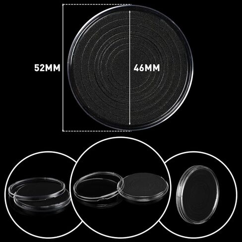 46mm Coin Capsules 8 Sizes (17/20/25/27/30/35/40/46mm) Black Protect Gasket Inside Coin Holder Case with Storage Organizer Box for Collectors Coin Collection Supplies (40) in Saudi Arabia