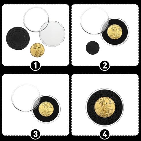 46mm Coin Capsules 8 Sizes (17/20/25/27/30/35/40/46mm) Black Protect Gasket Inside Coin Holder Case with Storage Organizer Box for Collectors Coin Collection Supplies (40) in Saudi Arabia
