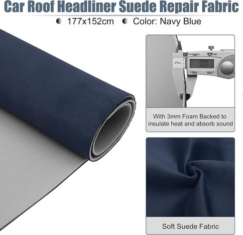 X AUTOHAUX Suede Headliner Fabric 98" Length x 60" Width Foam Backed for Car Truck RV SUV Interior Trim Protect Aging Broken Faded DIY Repair Replacement Black in Saudi Arabia