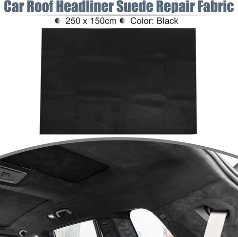 X AUTOHAUX Suede Headliner Fabric 98" Length x 60" Width Foam Backed for Car Truck RV SUV Interior Trim Protect Aging Broken Faded DIY Repair Replacement Black in Saudi Arabia