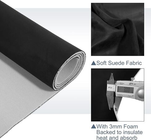 X AUTOHAUX Suede Headliner Fabric 98" Length x 60" Width Foam Backed for Car Truck RV SUV Interior Trim Protect Aging Broken Faded DIY Repair Replacement Black in Saudi Arabia