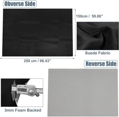 X AUTOHAUX Suede Headliner Fabric 98" Length x 60" Width Foam Backed for Car Truck RV SUV Interior Trim Protect Aging Broken Faded DIY Repair Replacement Black in Saudi Arabia