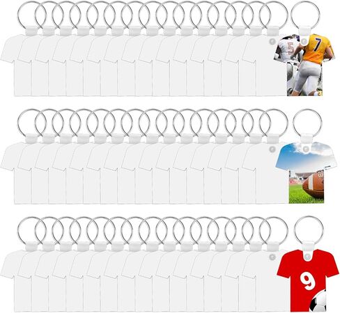 48pcs Double-Sided Sublimation Keychains Blanks, Football Jersey Heat Transfer Key Chains with Key Rings and Clips Sublimation Blanks Products Ornament Key Tags in Saudi Arabia