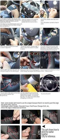 DIY Stitching Steering Wheel Cover for Subaru Legacy Outback 2015 2016 2017 / Forester 2017 2018 / Crosstrek 2016 2017 / XV 2016 Interior Accessories Genuine Leather (Black Thread) in Kuwait