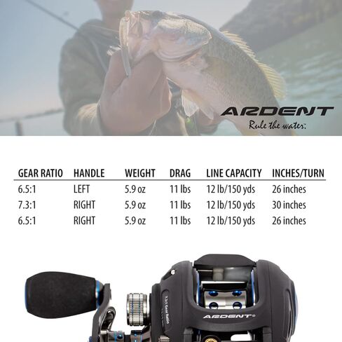 Ardent Apex Elite Freshwater Fishing Reel / 12+1 Bearings/High Strength Aluminum Frame/Left&Right Handed Baitcasting Fishing Reel/Smooth Cranking and Long Casting / 3 Year Warranty in Saudi Arabia