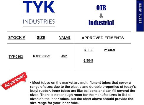 أنبوبان داخليان TYK 6.00-9 لإطارات الرافعة الشوكية والمقطورة، أنبوب إطار بديل مع ساق صمام معدني منحني JS2، 6.90-9، 6.00/6.90-9، 6.90-6.00-9 (21x8-9) in Kuwait