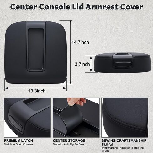 استبدال غطاء مسند الذراع لوحدة التحكم المركزية من Geloo لسيارة 2007-2013 Chevy Silverado/Tahoe/Suburban/Avalanche، GMC Sierra/Yukon/Yukon XL غطاء وحدة التحكم المركزية لراحة الذراع يستبدل 15217111 (أسود) in Kuwait