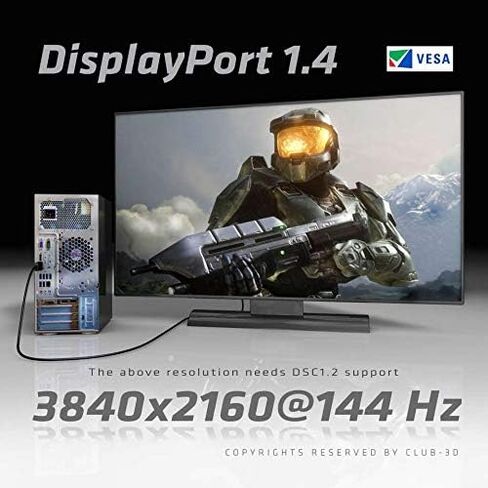 Club 3D CAC-1115 منفذ عرض صغير معتمد من VESA إلى DisplayPort ثنائي الاتجاه 1.4/Hbr3 M/M كابل DP 1.4 8K 60 هرتز 2 متر - 6,56 قدم in Saudi Arabia