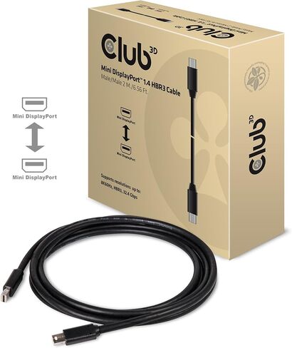 Club 3D CAC-1115 منفذ عرض صغير معتمد من VESA إلى DisplayPort ثنائي الاتجاه 1.4/Hbr3 M/M كابل DP 1.4 8K 60 هرتز 2 متر - 6,56 قدم in Saudi Arabia