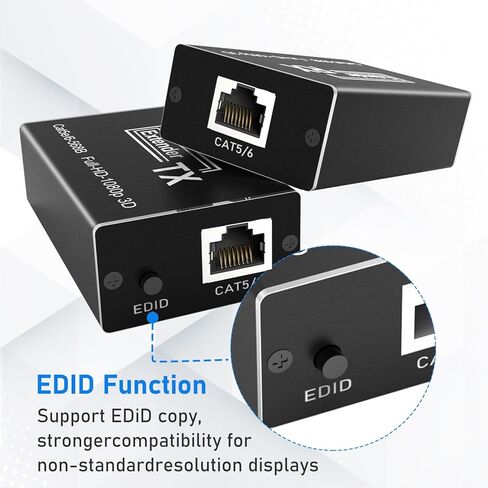 BAISHUN HDMI عبر موسع إيثرنت 1080p @ 60 هرتز، ثلاثي الأبعاد، 164 قدمًا HDMI عبر كابل Cat5e/Cat6/Cat 7 فردي عالي الدقة غير مضغوط يصل إلى 164 قدمًا (50 مترًا)، يدعم EDID وPOC، طاقة واحدة in Kuwait