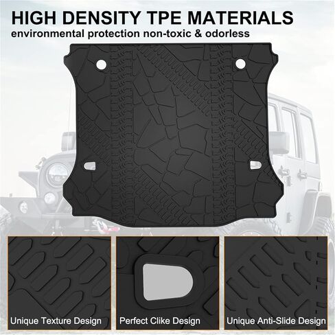KIWI MASTER Cargo Liner Compatible for 2007-2018 Jeep Wrangler JK All Weather Custom Fit Trunk Mat - Only Fit Models Without Factory Subwoofer 82213184 in Kuwait