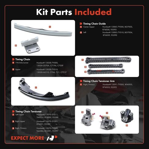 A-Premium 9Pcs Engine Timing Chain Kit W/Tensioner & Guide [fits DOHC, V6 3.5L] Compatible with Nissan Altima 2002-2006, Maxima 2004-2008, Quest 2004-2009, Replace# 13028ZS70A, 130287Y010 in Saudi Arabia