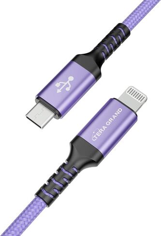 كابل USB-C إلى Lightning مجدول معتمد من Apple C94 MFi لأجهزة iPhone 14/13/12/11 Pro Pro Max Plus Mini، SE XS Max XR X، 8/7/6 Plus، iPad، AirPods، 6 أقدام أرجواني in Saudi Arabia