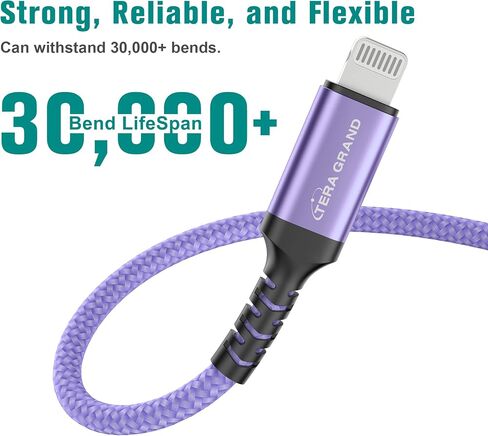 كابل USB-C إلى Lightning مجدول معتمد من Apple C94 MFi لأجهزة iPhone 14/13/12/11 Pro Pro Max Plus Mini، SE XS Max XR X، 8/7/6 Plus، iPad، AirPods، 6 أقدام أرجواني in Saudi Arabia