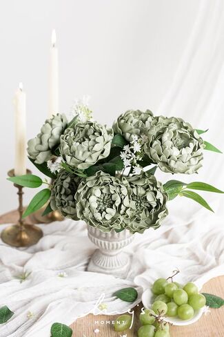 Ling's Moment Flowers 16pcs Burgundy Blooming Peonies Artificial Flowers with Stem, Artificial Peony Flowers for DIY Wedding Decorations Centerpieces Bouquets Boutonnieres in Saudi Arabia