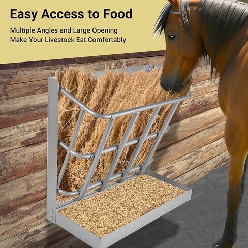 وحدة تغذية القش والحبوب مقاس 23 بوصة × 24 بوصة × 10.6 بوصة، وحدة تغذية قش الماعز مع صينية طعام قابلة للفصل، رف قش الماعز المثبت على الحائط، متعدد الجوانب لسهولة الوصول إلى الطعام، مناسب لفناء مزرعة خيول الأغنام in Kuwait