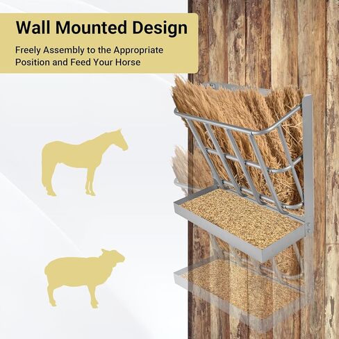 وحدة تغذية القش والحبوب مقاس 23 بوصة × 24 بوصة × 10.6 بوصة، وحدة تغذية قش الماعز مع صينية طعام قابلة للفصل، رف قش الماعز المثبت على الحائط، متعدد الجوانب لسهولة الوصول إلى الطعام، مناسب لفناء مزرعة خيول الأغنام in Kuwait