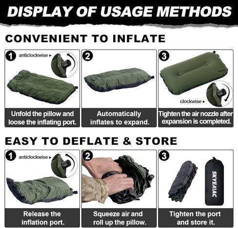 Inflatable Camping Pillow for Sleeping - Self Inflating Ultralight Backpacking Pillow Travel Camp Pillow Blow Up Air Pillow for Neck Lumbar Support with Carry Bag for Hiking Outdoor in Kuwait