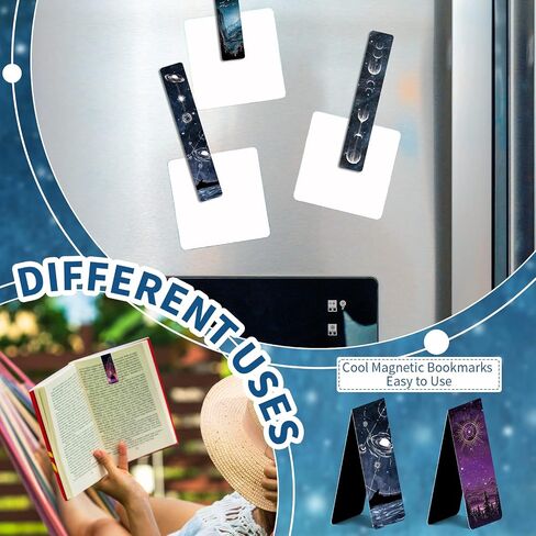 12 PCS Cool Magnetic Bookmarks, Space Starry Night Bookmarks for Book Lovers, Bulk Bookmarks for Women Men, Unique Book Mark for Reading, Students, Classroom Gifts, School Prize, Reading Present in Kuwait