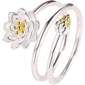HSQYJ Adjustable Crystal Zircon Sun Flower Cocktail Weding Ring Rings Rhinestone Floral Stacking Statement Rings Uniquely Stylish Fashion Creative Jewelry for Women Girl Rose Gold Silver Plated