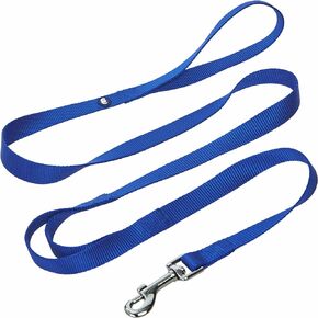 Blueberry Pet Essentials Double Handle Dog Leash for Traffic Control | 5ft. x 3/4" Medium Dog Leash | Classic Dog Leash with Two Handles for Dogs That Pull | Nylon 2 Handle Dog Leash in Royal Blue
