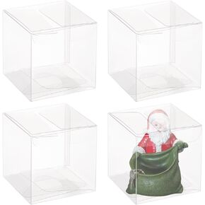 BENECREAT 60PCS 2.4x2.4x2.4 Inches Clear Plastic Favor Box Gift Packing Box for Candy Choclate and Dessert, Wedding Party Treats, Mother's Day Festival Gift Packaging