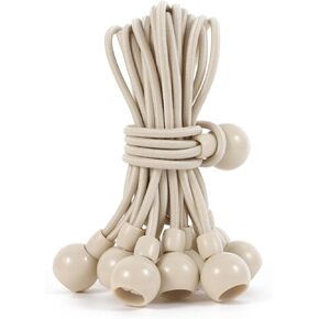 New Type of Ball Shaped Bungee Cord, 6 inches, 50 Pieces, Used for Camping, Tent Poles, Bicycles, Motorcycle Back Shelves, Goods, UV Protection, Tent Tarpaulin Tied Bungee Balls (6 inBeige, 50)