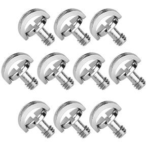 10 Pack Stainless Steel D Shaft D-Ring 1/4" Tripod Screw Adapter, Camera Screw Adapter, Quick Release Mounting Screw Adapter for Camera Camcorder Tripod Monopod QR Quick Release Plate
