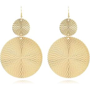 Boho Large Double Circles Round Dangle Drop Earrings Geometric Statement Handmade Exaggerate Earring for Women Girls Fashion Jewelry Gifts