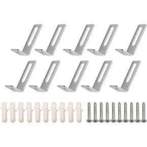 10PCS Whiteboard Installation Hardware Kit Hanging Right Angle Brackets Screws Expansion Tubes Used for Office Supplies Classrooms Homes Cafes Installing L-Shaped Support Fasteners Silver