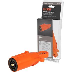 CURT 58273 7-Pin RV Blade Trailer Wiring Towing Vehicle Socket Tester, Orange
