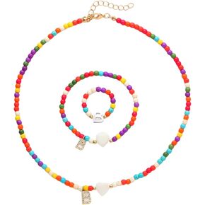 Initials colorful beaded necklaces, bracelets and rings for girls,teen girl gifts trendy stuff,Graduation Gifts for girl