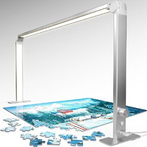 LED Desk Lamp 36W, 4000-6000K Dimmable Table Lamp, 3 Lighting Modes, Square Desk Light for Study, Model Building, Painting, Crafting-White