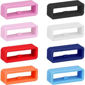 Smart Watch Band Fixing Rings, 8 Pack 20mm Watch Strap Silicone Security Connector Rubber Watch Band Secure Holder Loops Keeper Fastener Rings Replacement for Smartwatch Accessories (Multi-Color)