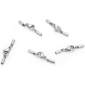 20 Sets Adabele 304 Grade Surgical Stainless Steel Endcaps with Clasps for 1mm (0.04 Inch) Beading Cord Wire Thread for Jewelry Craft Making SJF225-1