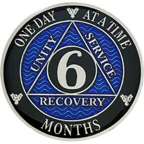 AA 6 Months Silver Color Plated Coin, Alcoholics Anonymous Medallion